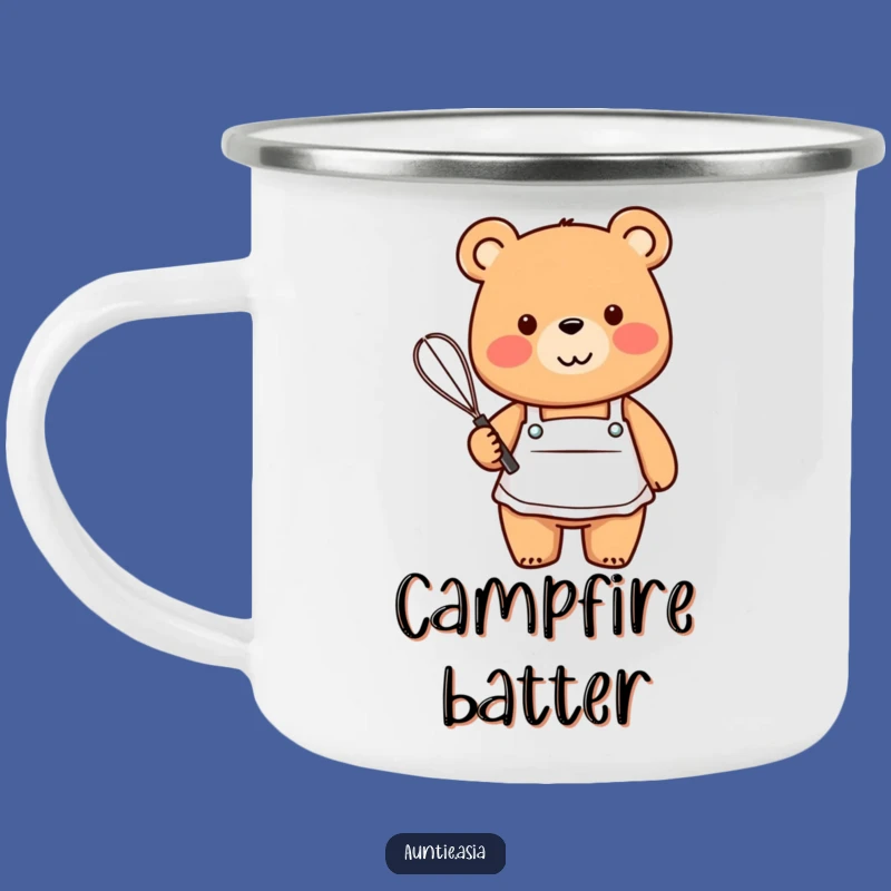 Funny Bear Baker Camping Mug: Friendly Chef's Whisking Joy, Adventure Gift