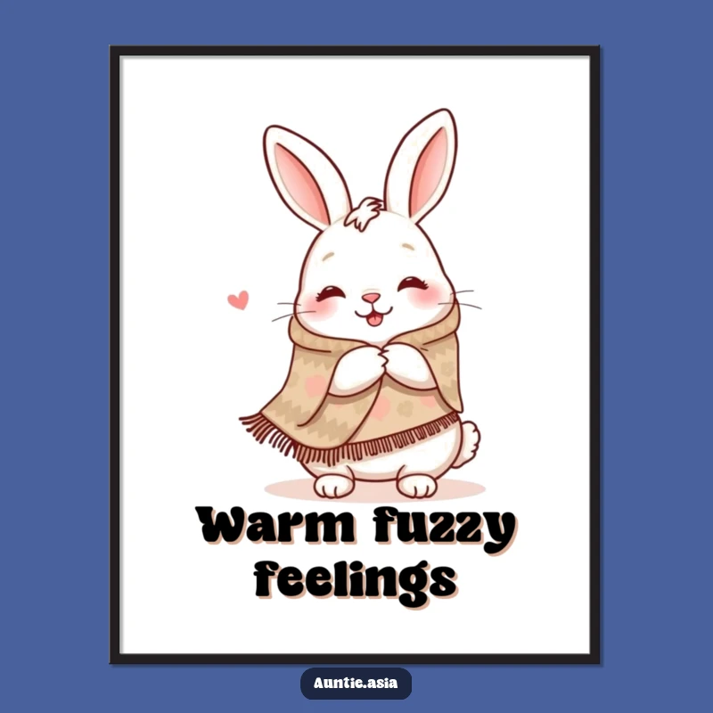 Funny Rabbit Hug Digital Art: Happy Hare's Embrace, Instant Comforting Joy