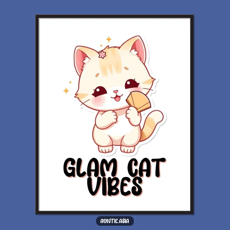 Playful Cat's Glam Poster: Add Sparkle and Humor to Your Space