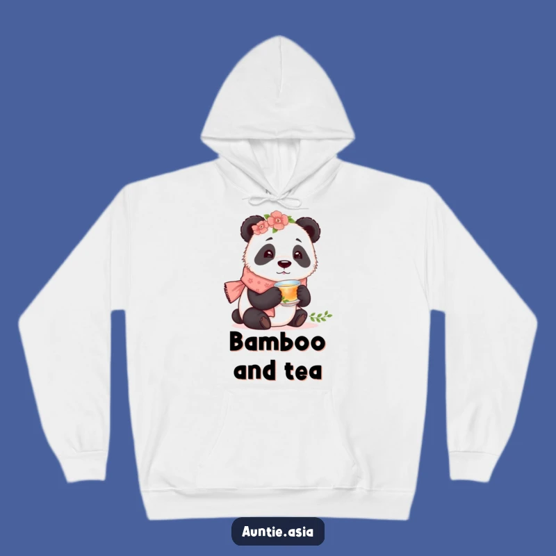 Funny Panda Tea Hoodie: Cozy Up with a Curious Floral-Scarfed Bear