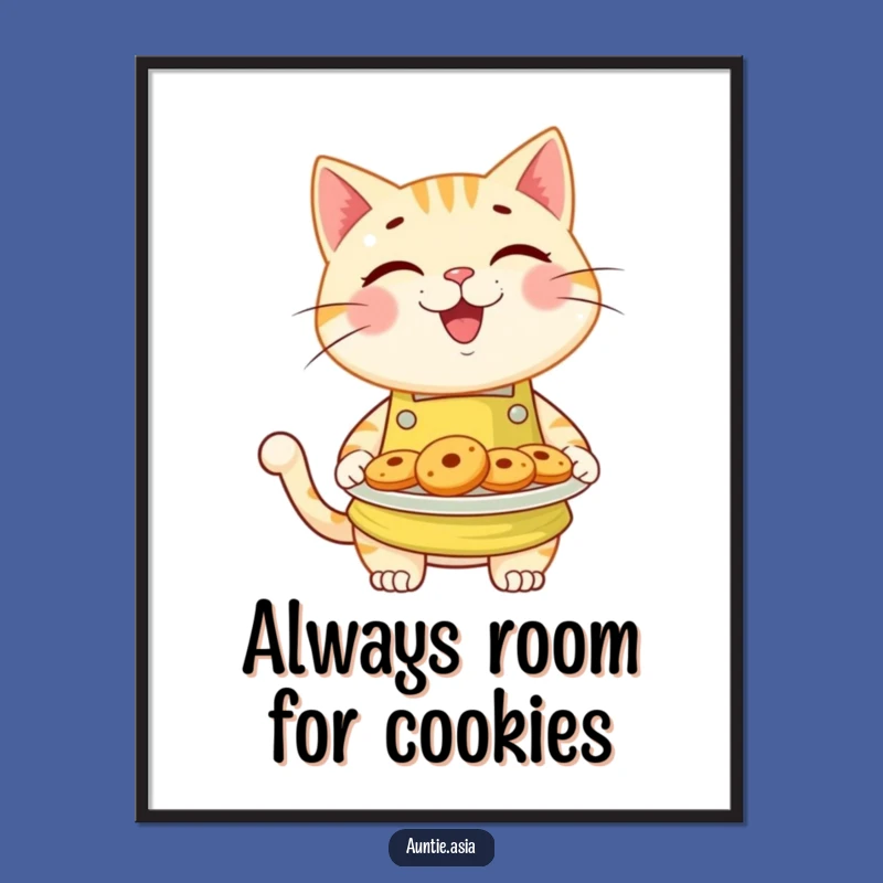 Free Printable Wall Art: Funny Cat Baker Cookie Art Downloadable Home Decor Gift