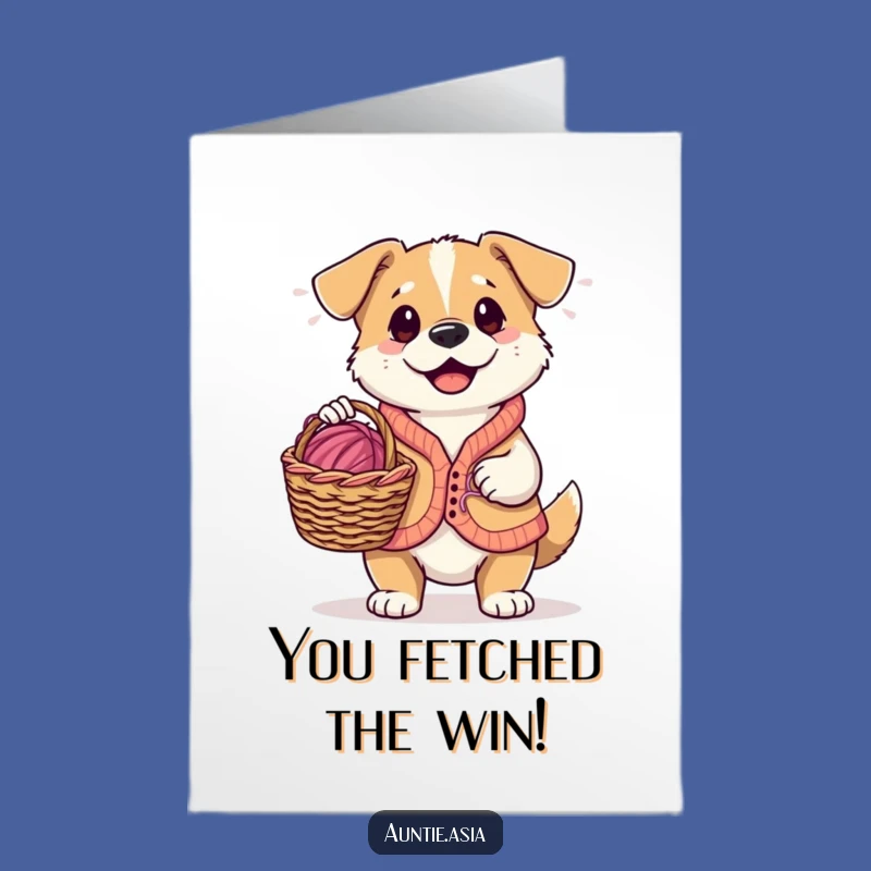 Free Printable Dog Congratulations Card: Crafty Pup Vest Yarn Downloadable Success Gift