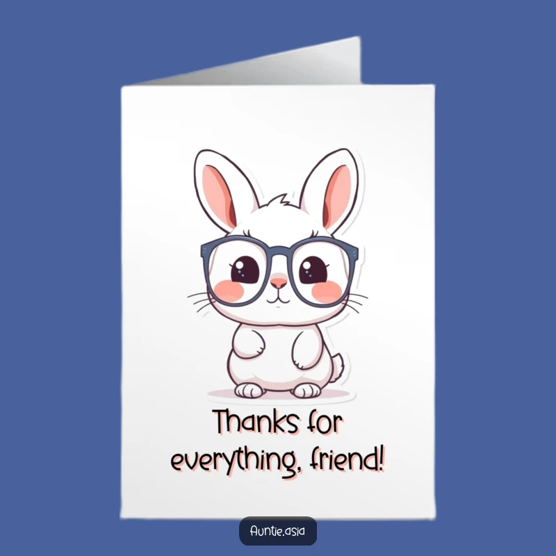 Free Printable Thank You Card: Rabbit's Grateful Gaze - Funny Downloadable Gift