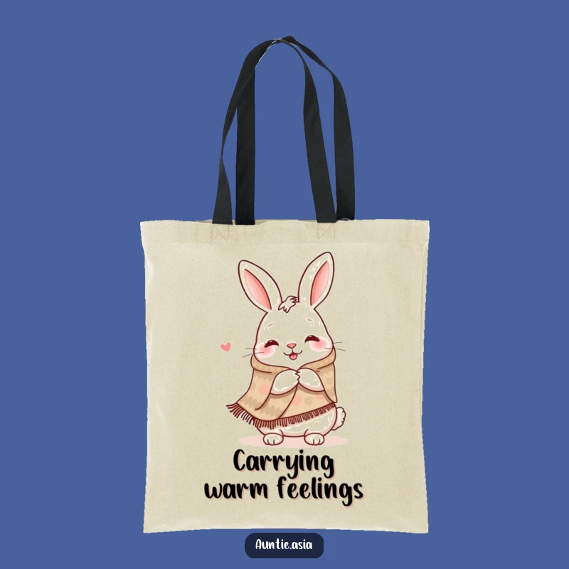 Funny Rabbit Hug Tote Bag: Carry Comfort with a Happy Hare